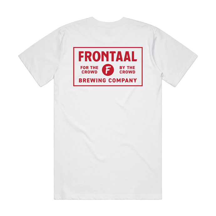 Wit T-shirt, Frontaal, Rode Letters